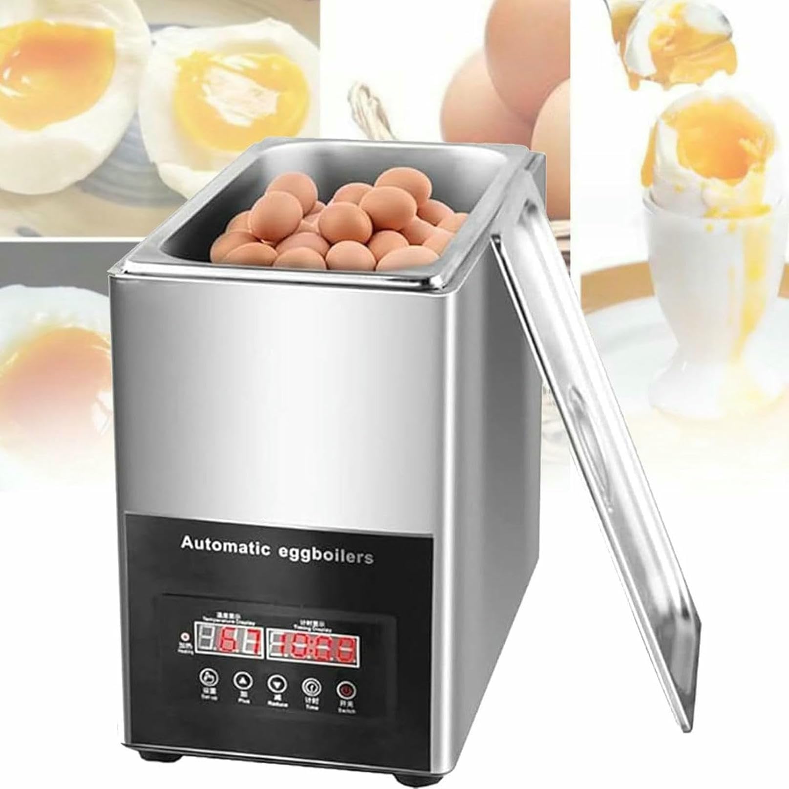 Cocedor de Huevos Inteligente Comercial de Aguas Termales, máquina para hervir Huevos, Capacidad para 50 Huevos, máquina automática eléctrica para Huevos Medio cocidos