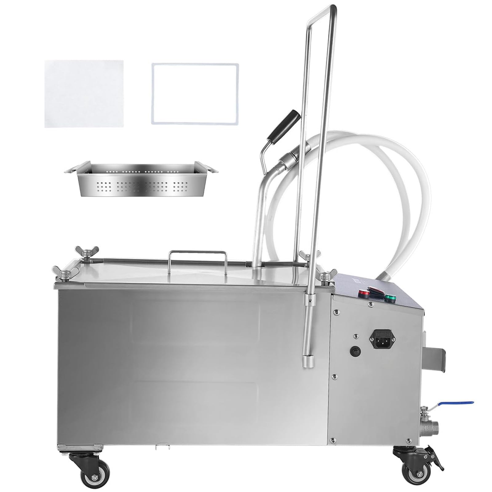 Mobilny filtr frytkownicy, pojemność zbiornika oleju 38 l, prędkość filtracji oleju 10 l/min, filtr do frytownicy ze stali nierdzewnej do restauracji, straganów z żywnością i koncesji