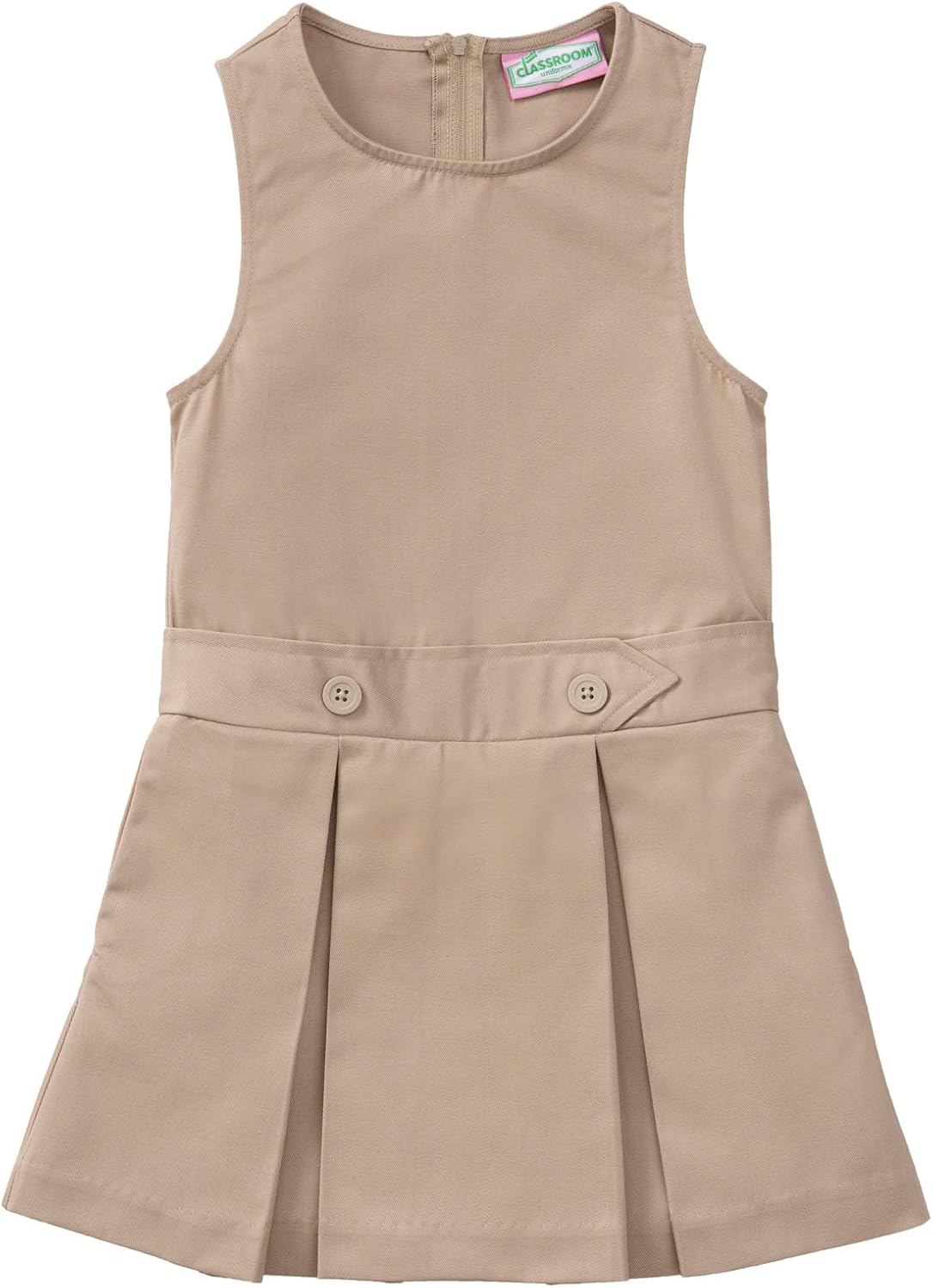 Classroom Uniforms Girls Jumper Dress Kick Pleat with Buttoned Detail