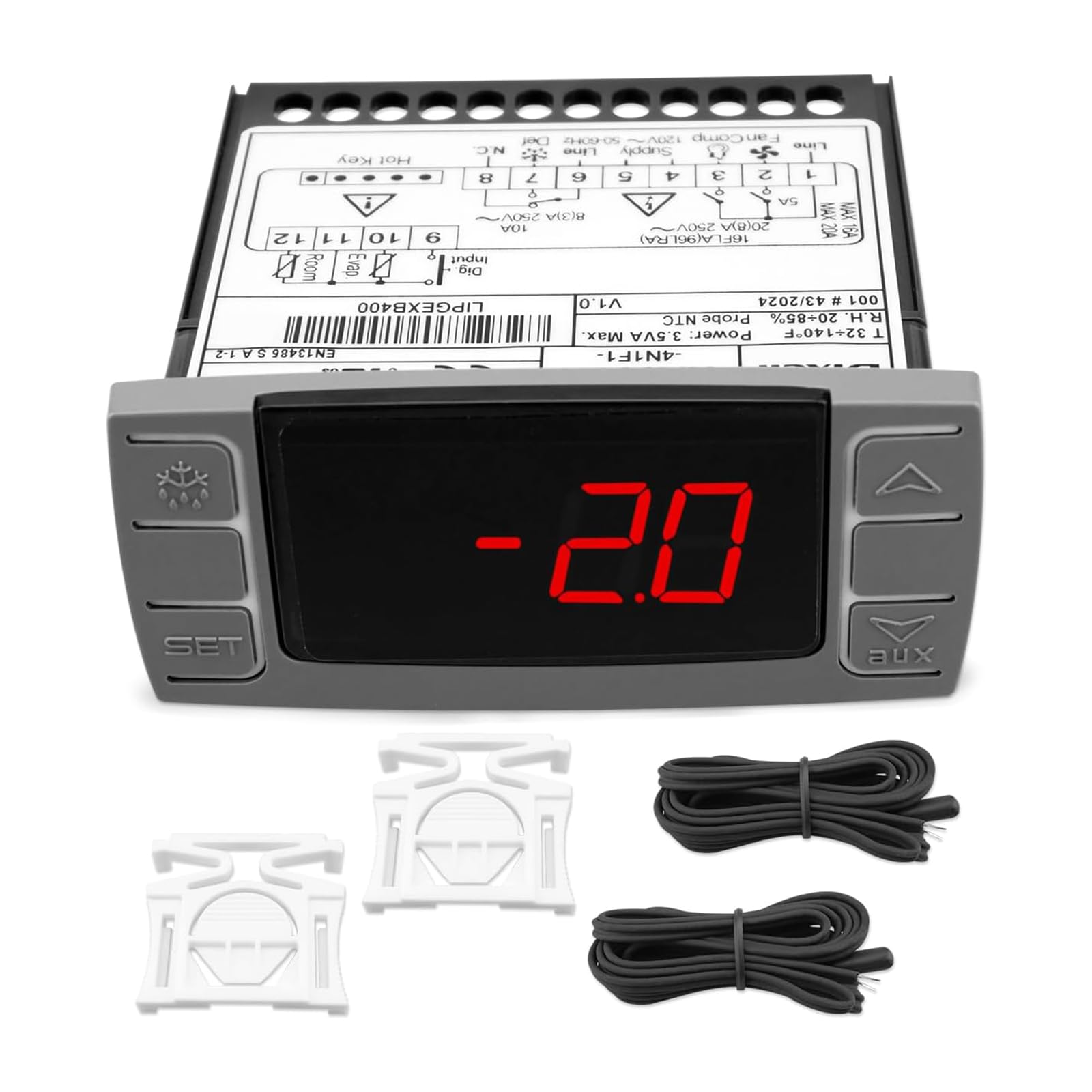 Termostato digital de doble sonda para refrigeración comercial, pequeños congeladores, gestión precisa de la temperatura y control de ventilador, controlador de temperatura de la carcasa