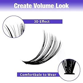 Lash Clusters Lashes Individual 300PCS C/D Curl Eyelash Extensions 0.07mm Thickness Individual Lashes Fluffy and Soft Volume Lashes Matt Dark Lashes Extension 8-16mm Mixed Length