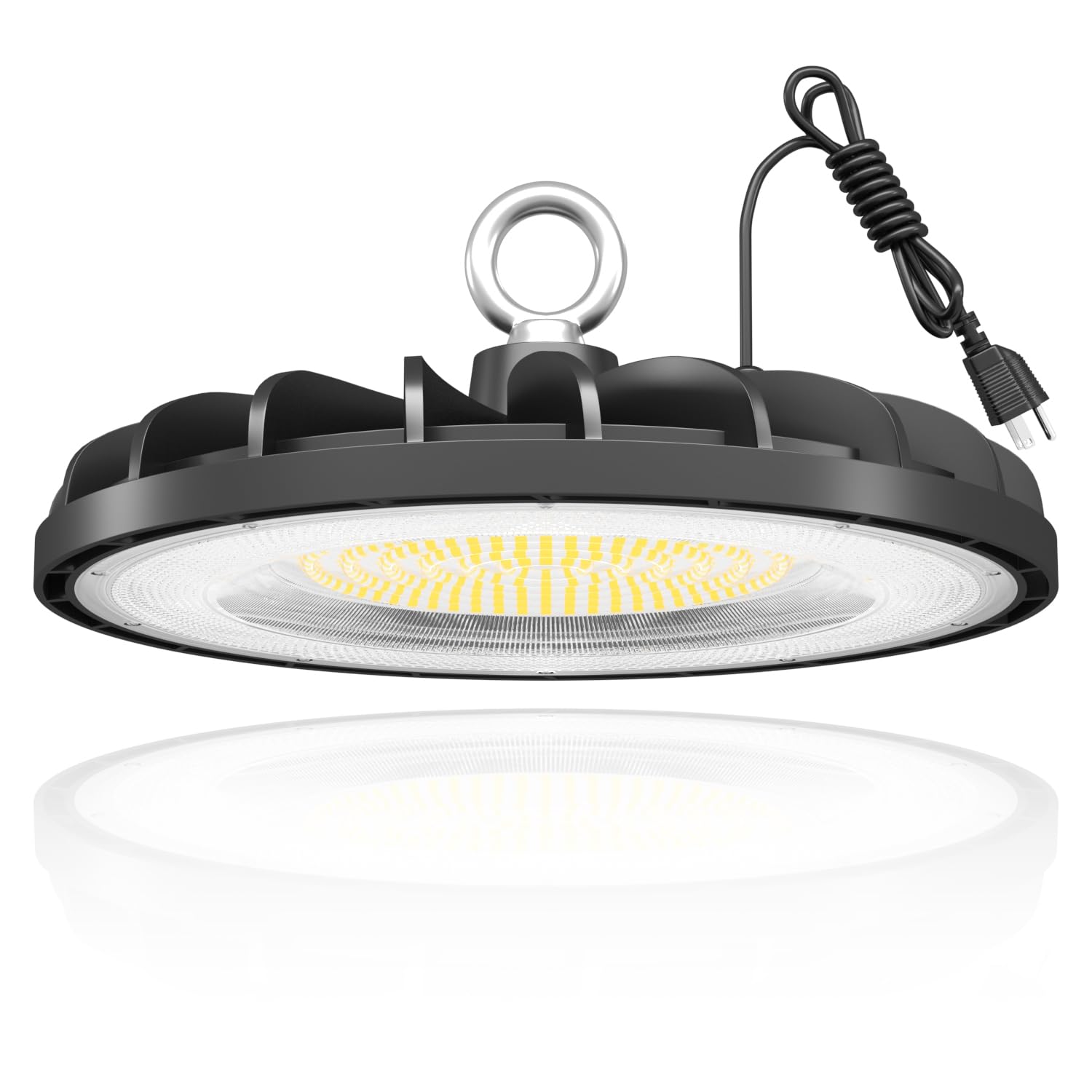 Super Bright UFO LED High Bay Light 150W, 22500LM High Bay LED Lighting, 5000K Commercial Lights, UL US Plug 5' Cable, Alternative to 600W MH/HPS for Warehouse Shop Garage Barn Factory, IP65