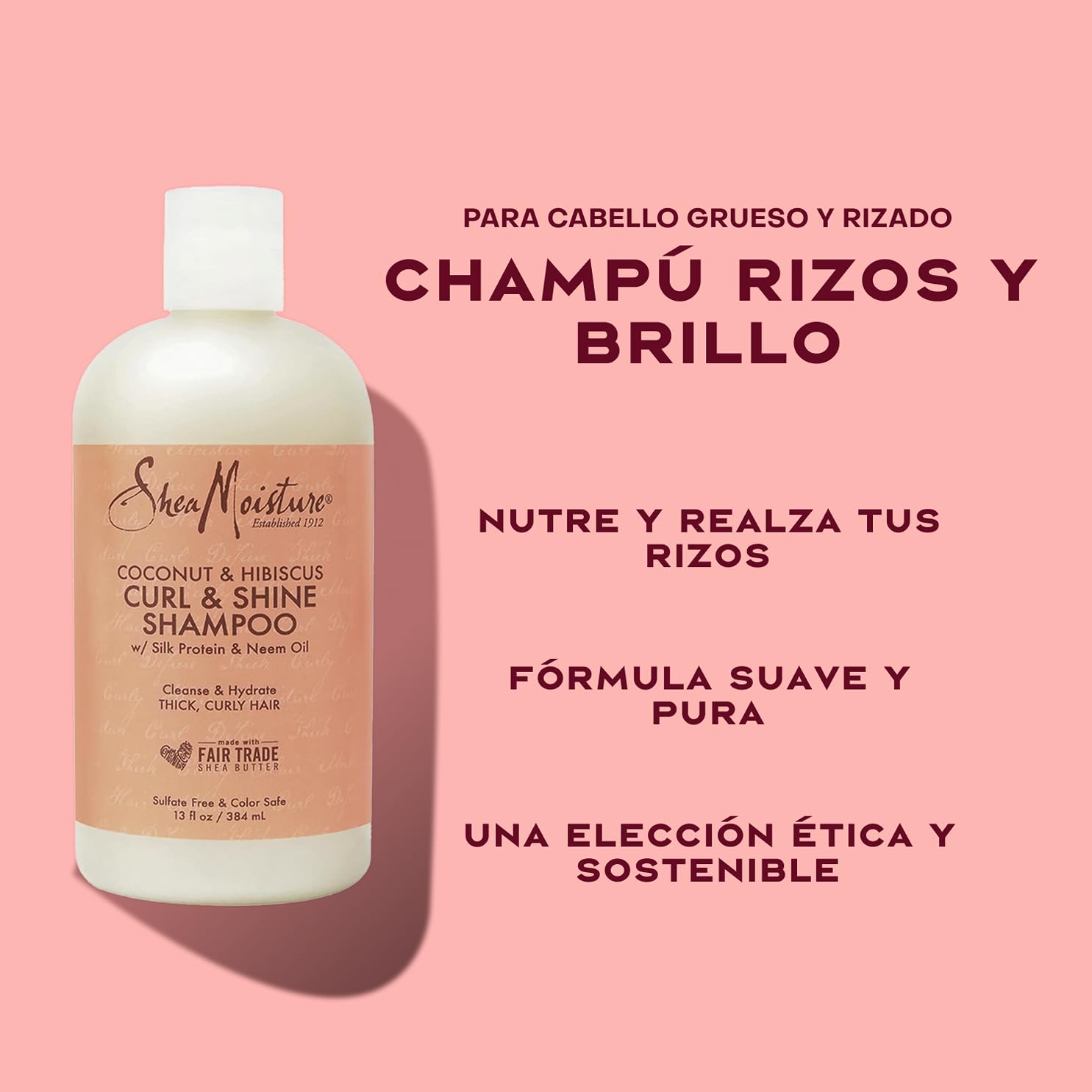 SheaMoisture Champú, Acondicionador y Crema Modeladora para cabello grueso y rizado con Coco e Hibisco pack para el cuidado del cabello 2x 384 ml, 1x 326 ml - 3 productos