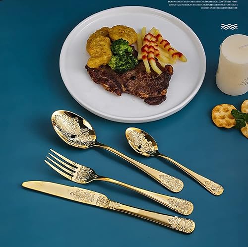 Miniatura 8 de cathyladi Juego de cubiertos de acero inoxidable juego de cubiertos de 24 piezas para 6 personas incluye cuchara de tenedor espejo pulido apto para
