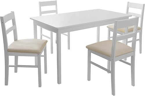 Miniatura 6 de Juego de 2 sillas de cocina de madera maciza para comedor, cocina y comedor, color blanco