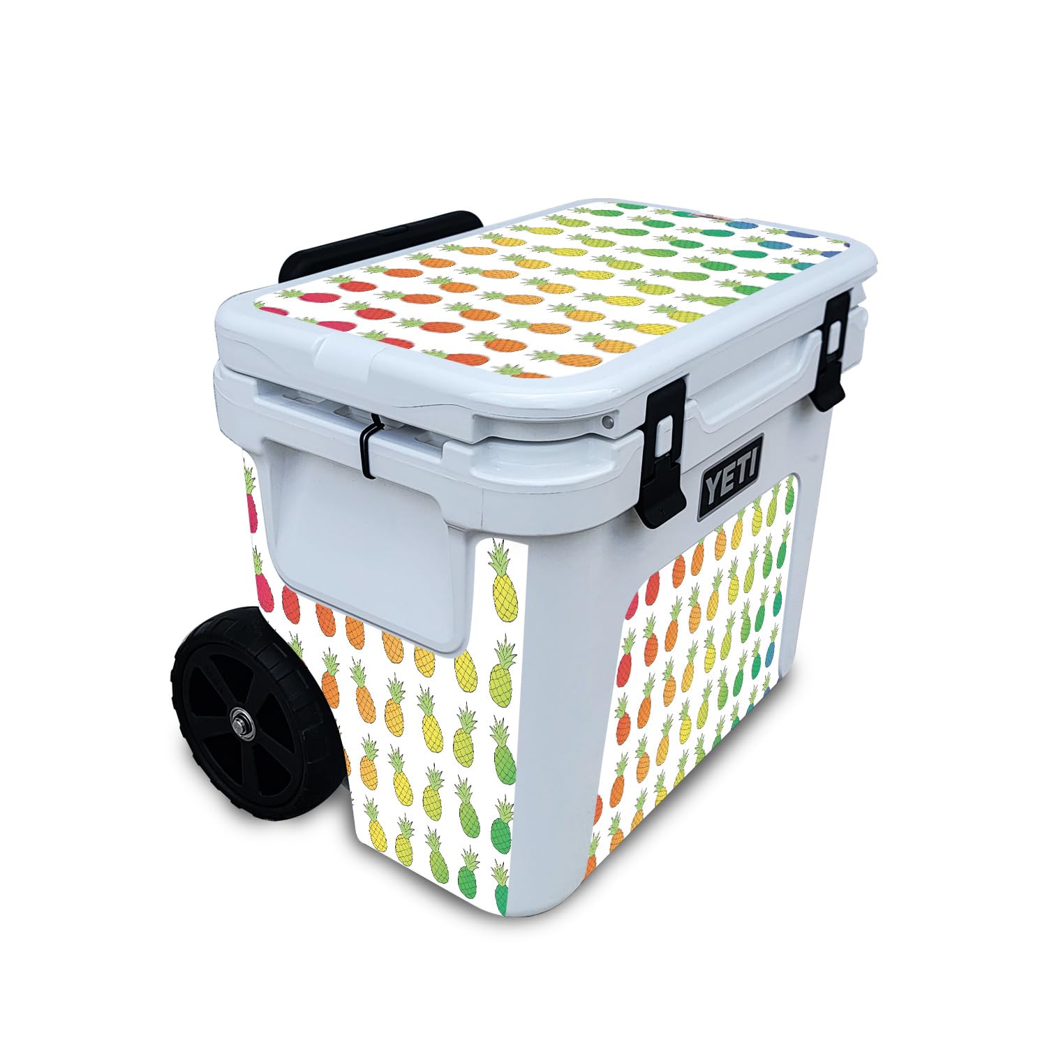 Skin Compatible with Yeti Roadie 32 Wheeled Cooler - Rainbow Pineapples - Premium 3M Vinyl Protective Wrap Decal Cover - Easy to Apply | Crafted in The USA by MightySkins
