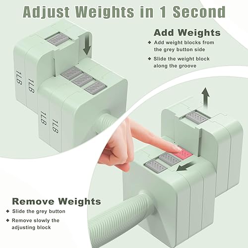 Miniatura 3 de Juego de 2 mancuernas ajustables 5 en 1 para mujereshombres, 3 libras, 5 libras, 7 libras, 9 libras, 11 libras, juego de mancuernas para