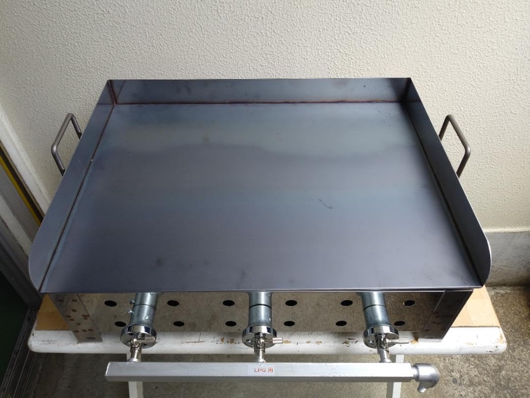 便利な持ちて付き　プロパンガス用　鉄板焼きグリドル　３辺フチ加工　お好み焼きそば 便利な持ちて付き プロパンガス用 鉄板焼きグリドル 3辺フチ加工