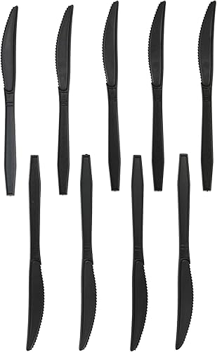 Miniatura 4 de Rupert and Jeoffrey's Trading Co. Cubiertos de plástico desechables HeavyWeight (cuchillos, negro, 100)