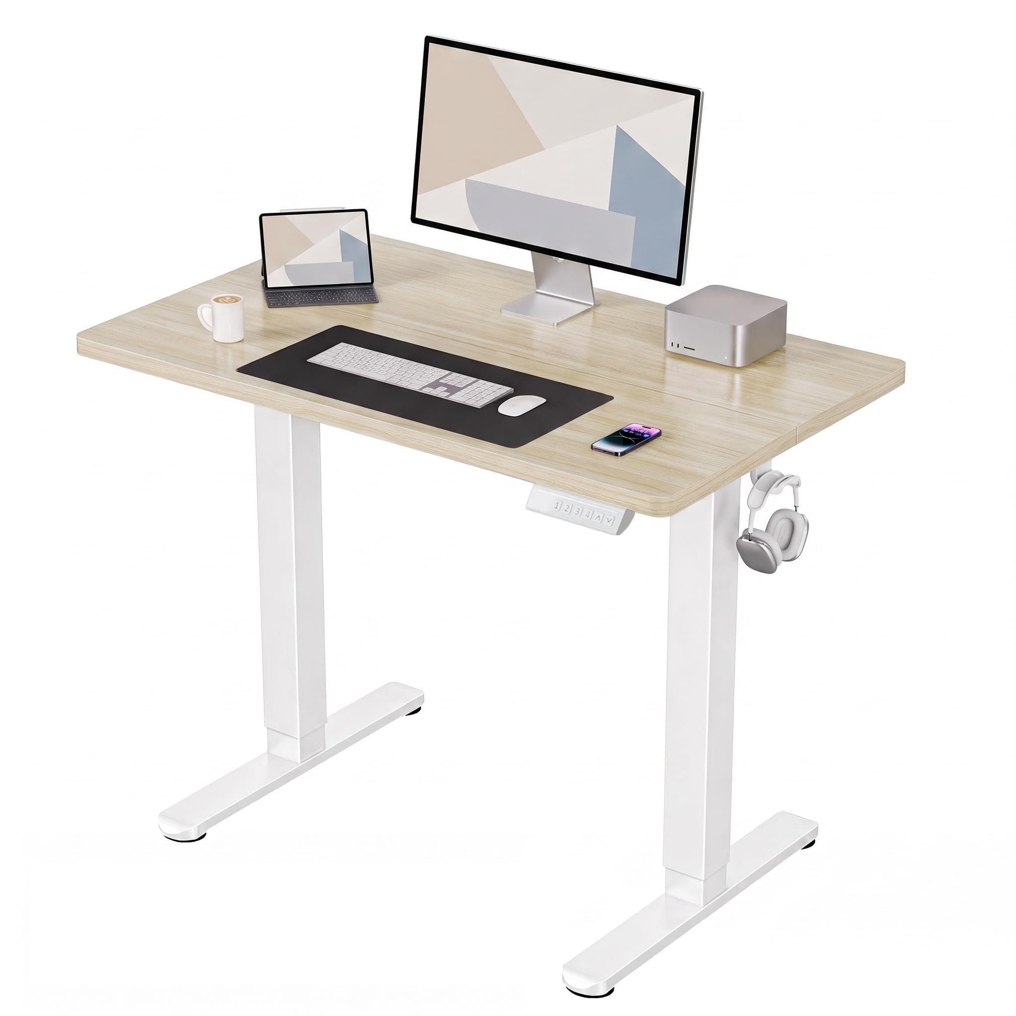 HUANUO 40x24 Inch Electric Standing Desk, Height Adjustable, Natural