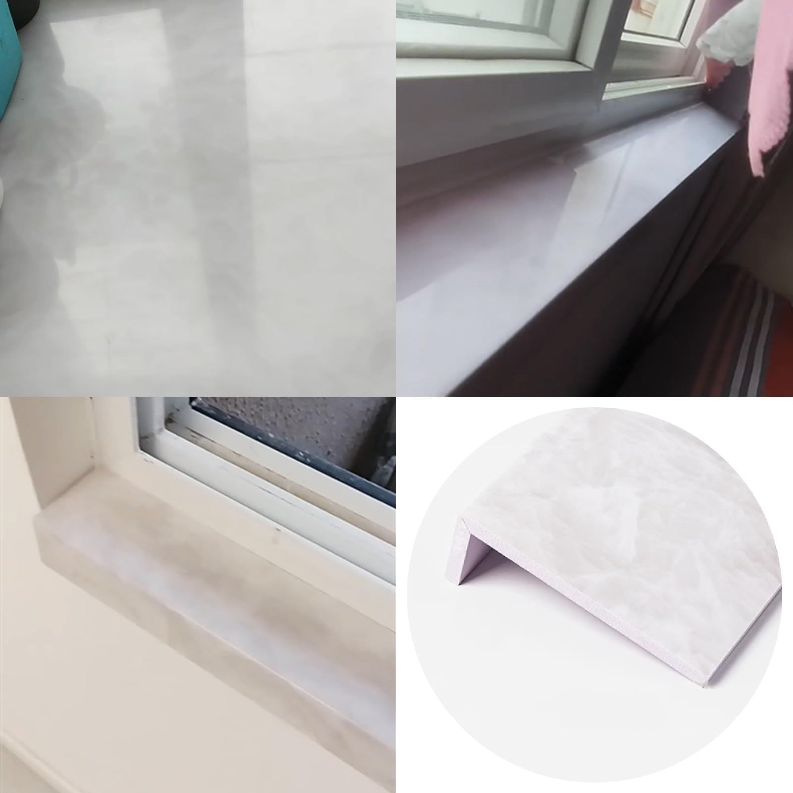 Copertura per davanzale delle finestre, con texture marmorizzata, copertura decorativa per davanzale della finestra, finitura piastrellata, antiruggine, per hotel/casa