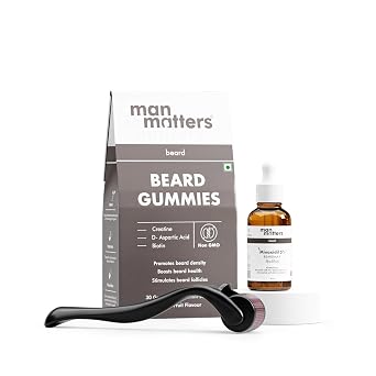 Man Matters Ultimate Beard Growth Kit With Beard Serum, Beard Gummies & Advance Derma Roller | With 5% Minoxidil | For Beard Growth & Nourishment | SLS & Alcohol Free