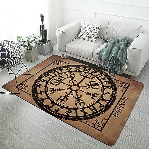 Tapis de salon Viking Vegvisir gris 100x150cm en molleton lavable