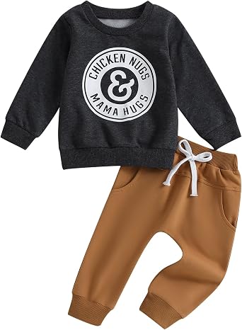 Toddler Baby Boy Clothes Cute Letter Print Long Sleeve Sweatshirt Tops and Stretch Pants Newborn Fall Winter Outfit