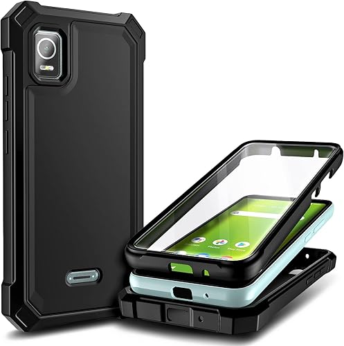 NZND Funda compatible con ATT Calypso 3 U328AA con protector de pantalla integrado cubierta protectora resistente a los golpes de cuerpo completo