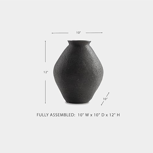 Miniatura 5 de Signature Design by Ashley Hannela - Jarrón moderno de poliresina envejecida de 12 pulgadas, color marrón antiguo