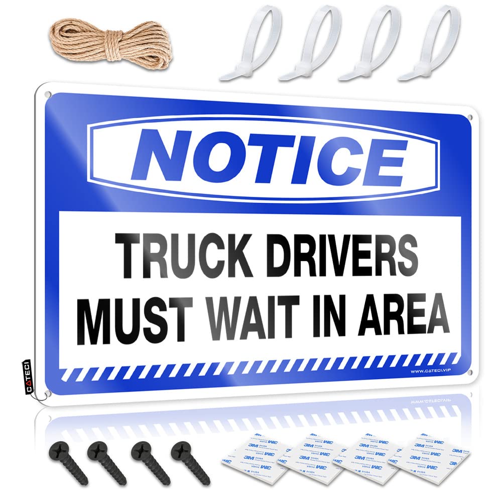 IBWNBBUSN Men Cave Decor Notice Truck Drivers Must Wait In Area Tin Sign Funny Signs Billiard Tin Signs For Man Cave(30X40CM)
