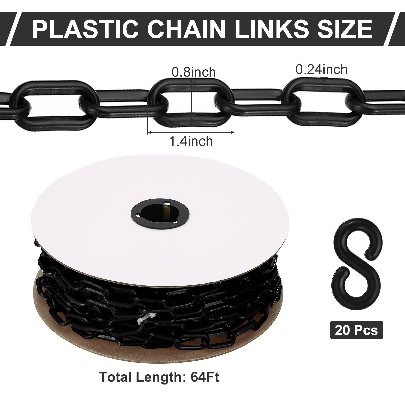 Recinzione a catena in plastica nera per catena di sicurezza della barriera di c
