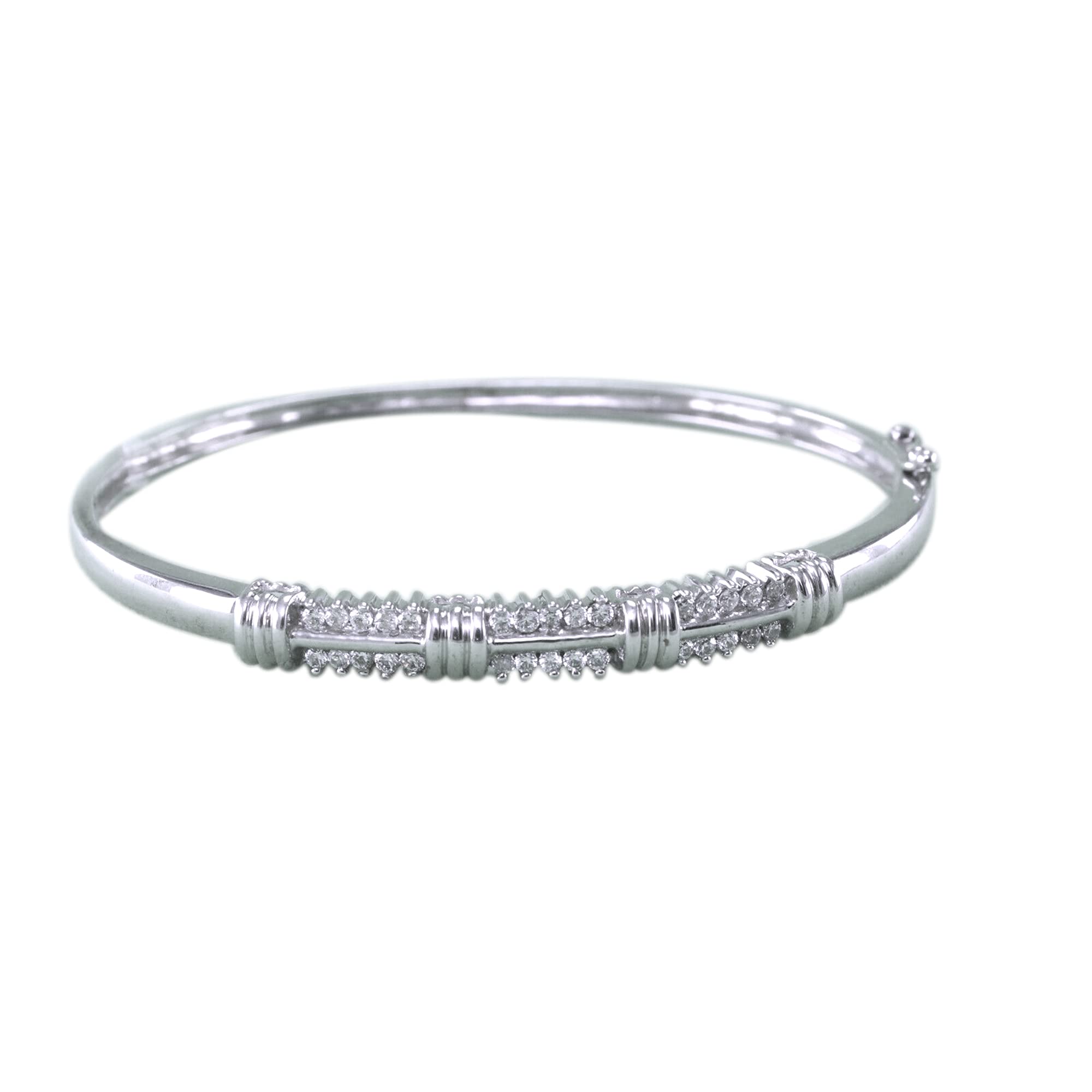 Pretty Jewels 0 50 Carat ctw Round Cut White Diamond Double Row Cluster Bangle Bracelet In 10k Or