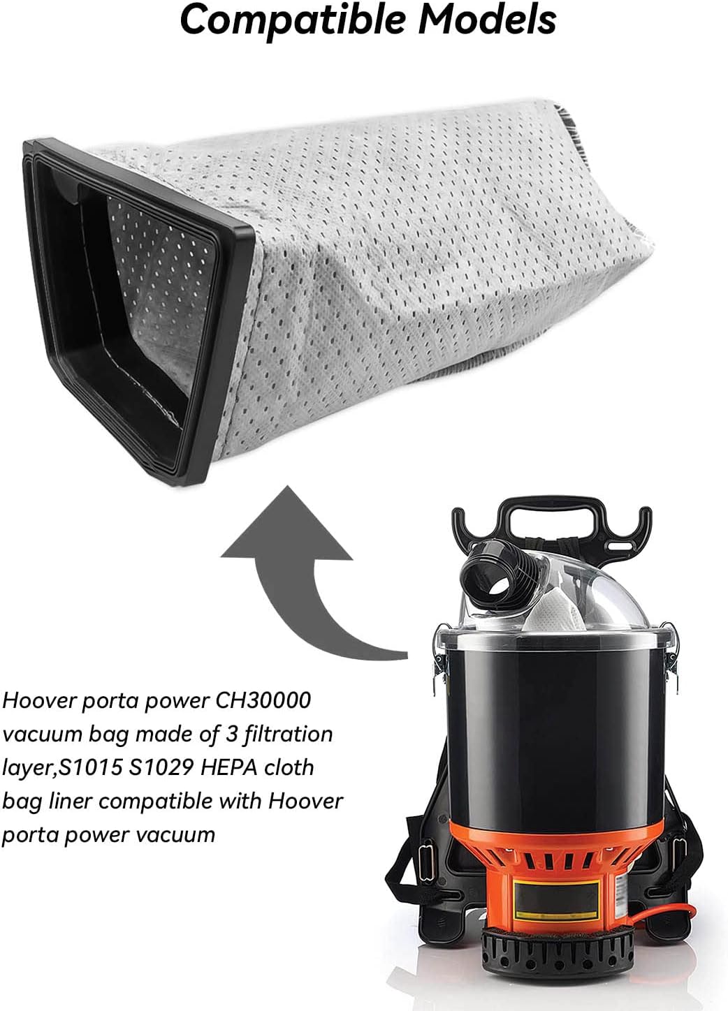 4 Cloth Bags Liner Replacement for Hoover Porta Power Swingette S1015 S1029, CH30000 Commercial Canister Vacuum, Reusable Canister/Upright Vacuum Cleaner Bag Replace 43662023 : Industrial & Scientific