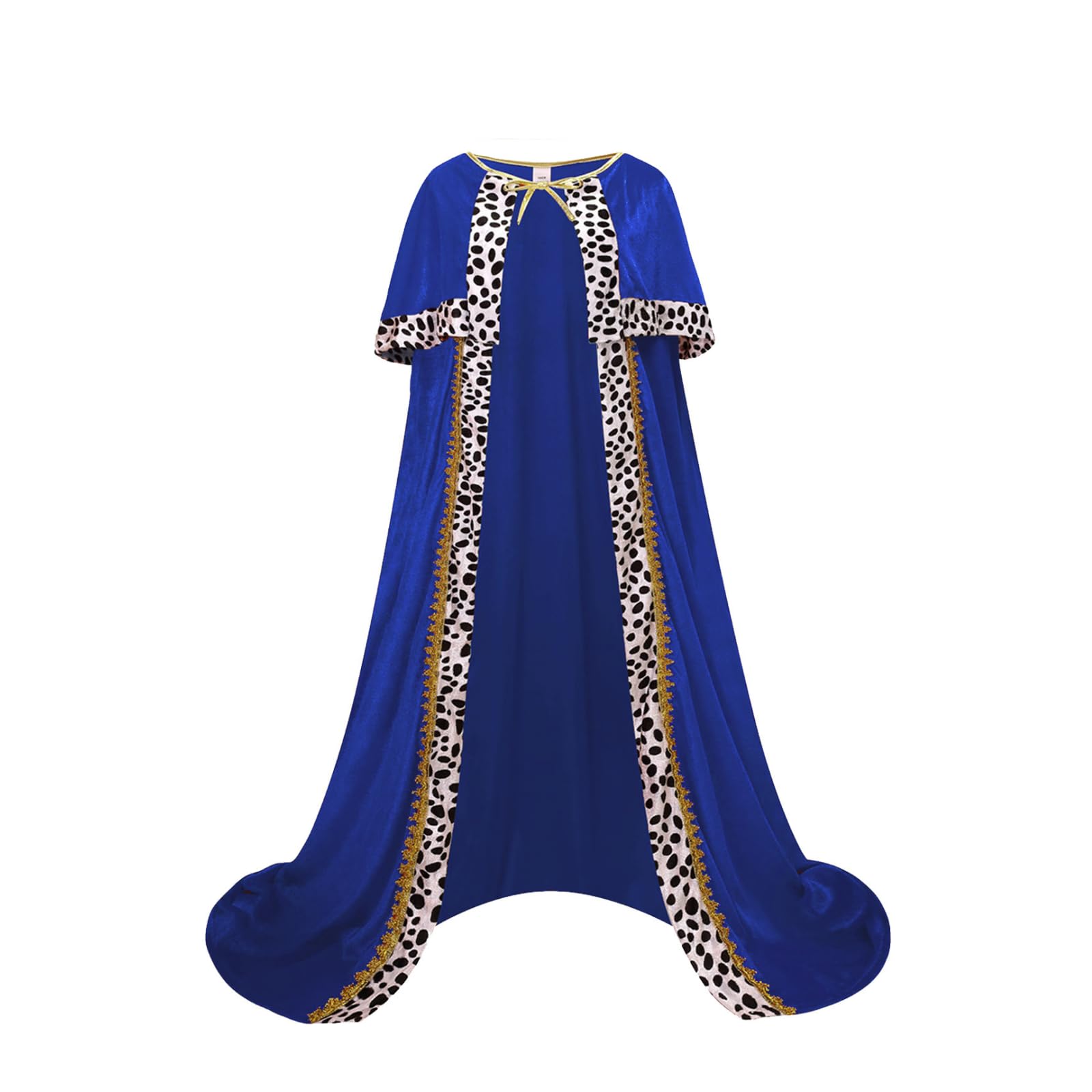 DELIVESS Mens King Costume Queen Robe King's Cape Adult Velvet Medieval Mardi Gras Halloween Party Cloak with Crown (47", Blue)