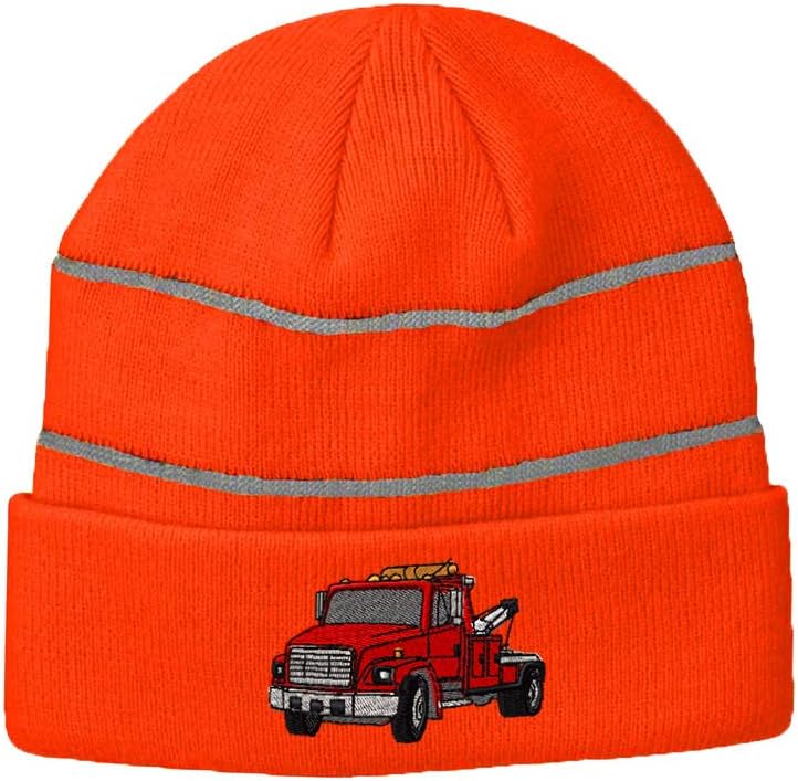 Custom Reflective Beanie Snub Nose Tow Truck Embroidery Acrylic