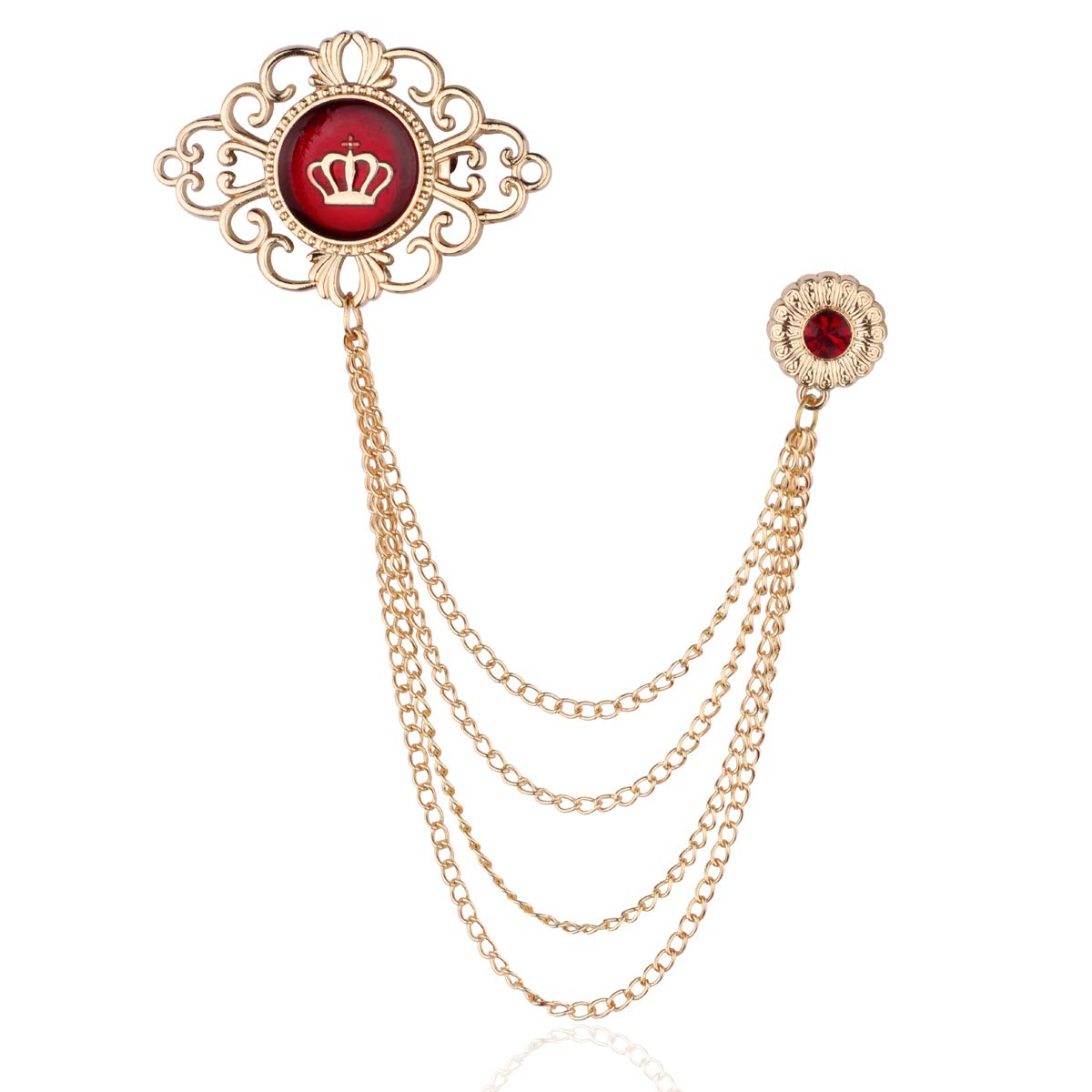 Panjatan Golden Coloured Floral Design With Red Pearl Chain Pin Brooch-Mens|Women|Girls brooch (B08CMP7VYN) Amazon Price History, Amazon Price Tracker