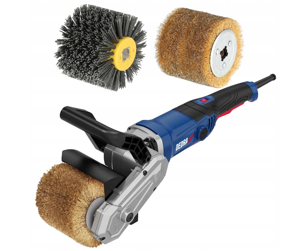 Maszyna satynowa 1300 W, szczotka metalowa i nylonowa, 900-3700 obr./min, średnica 120 mm, kabel 2 m, lekka waga zaledwie 3 kg, antypoślizgowy dodatkowy uchwyt, system Soft-Start, regulacja prędkości
