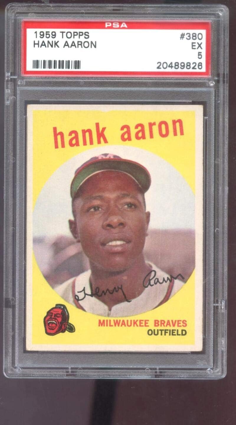 1959 Topps #380 Hank Aaron Milwaukee Braves EX PSA 5 Graded Baseball Card
