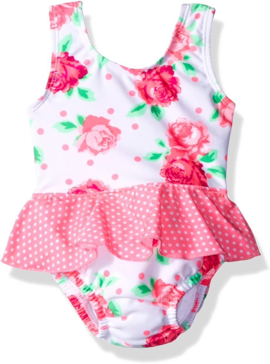 Sea Me Swim Baby Rosey One Piece Swimsuit with Built in Swim Diaper