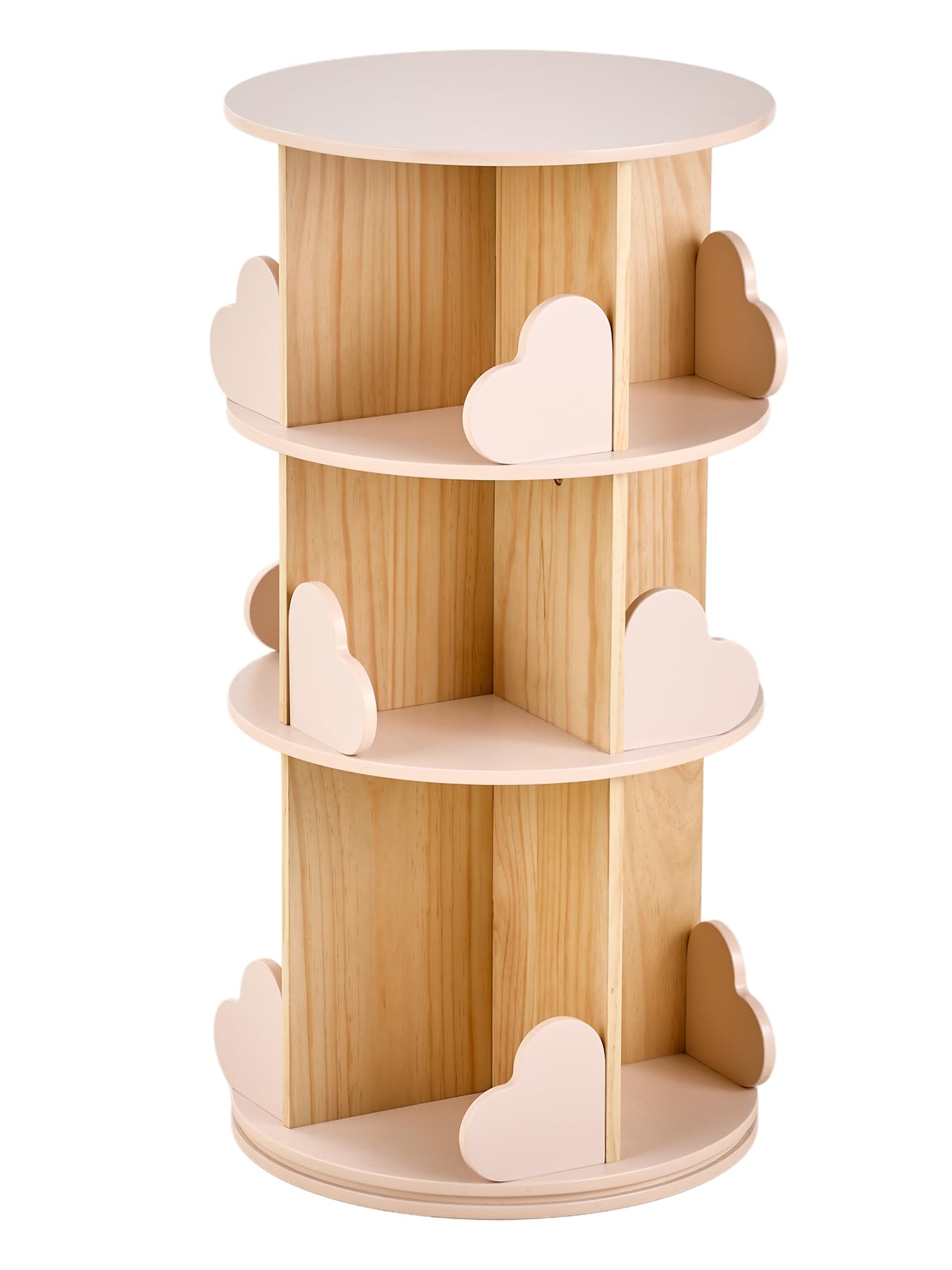 VERTBAUDET Bibliothèque tournante 3 Niveaux Coeur Rose pâle TU