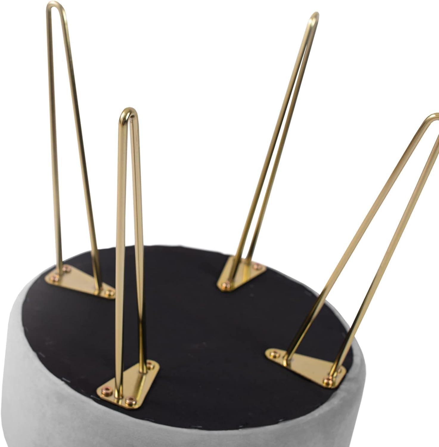 Taburete Redondo para tocador, Taburete otomano, Taburete Acolchado y Soporte de Metal. (Gris)