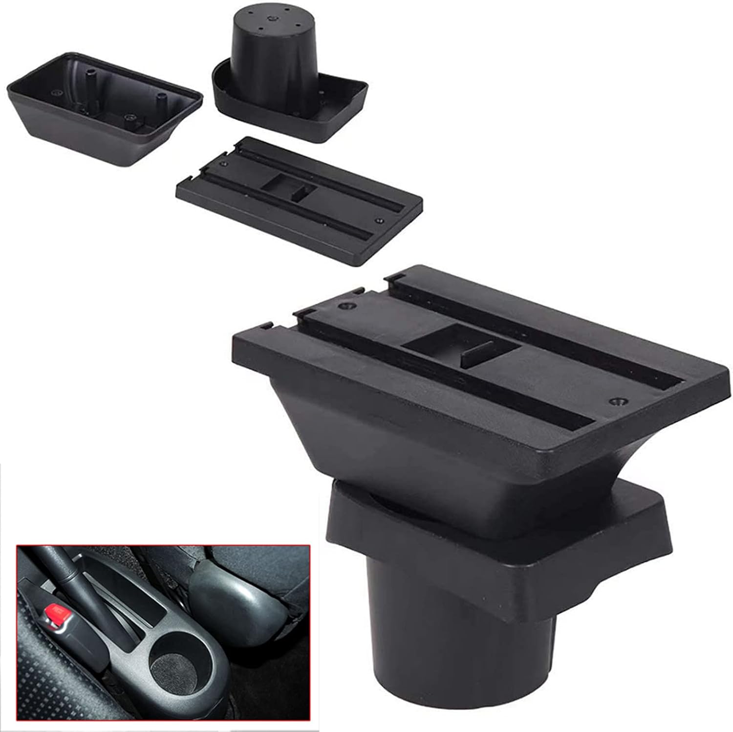 YJYWZH for Toyota Yaris Vitz 2006-2011 Car Armrest Box Auto Accessories Center Consoles Double-Layer Storage Box Hand Interior with 4 USB Ports Cup Holder (4 USB Black with Black Thread)