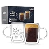 ‘Aroma’ Disney Mickey and Pluto 5.4oz Glass Cups Set. 2 Insulated Double Wall Glass Espresso Cups, Insulated Coffee Cup Set. Unique Coffee Mugs and Espresso Cups. Disney Cups and Disney Mugs.