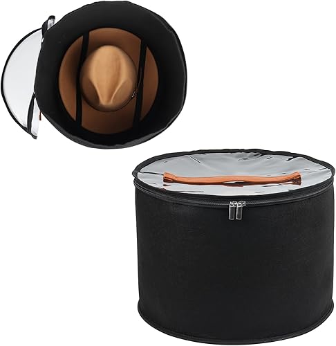 Caja de almacenamiento plegable para sombreros redondos con tapa, caja grande de viaje, organizador de armario decorativo para mujeres y hombres,
