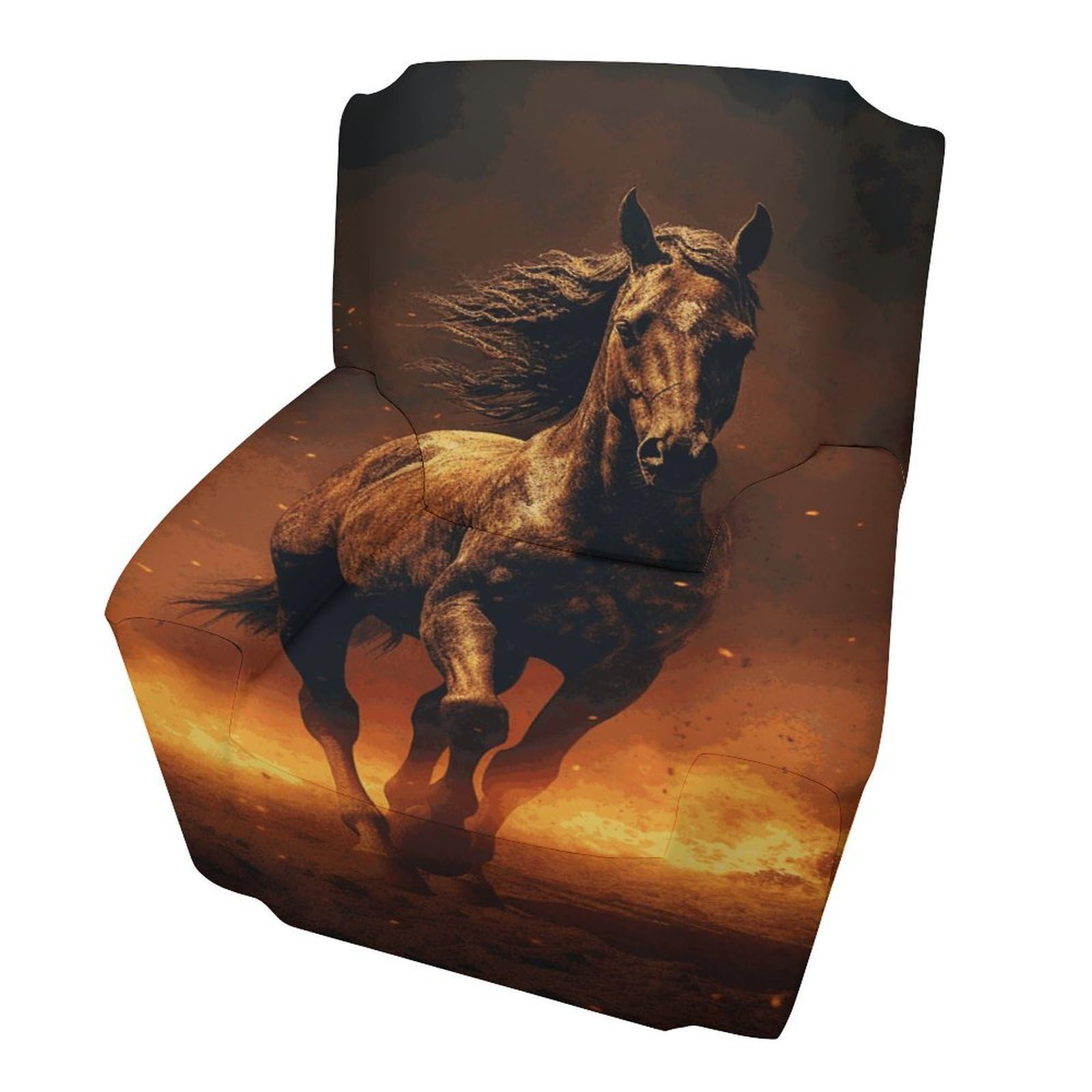 Fodpand Style Flame Horse Sofa Cover Soft 1 Seater Sofa Slipcover For Pets Washable,Couch Cover With Elastic Straps Furniture Protector