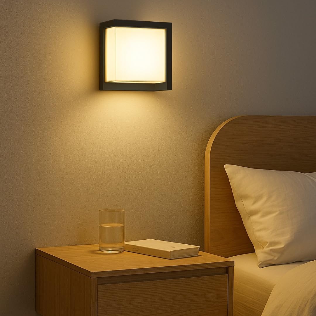 [4 UDS] Aplique Led Exterior Pared 15W Impermeable IP65 2700K 3200K 4000K Luz Ajustable Muro Interior Foco Lámparas Terraza Diseño Cuadrado Negro Apliques Candeeiro El Palique Jardín Dormitorio