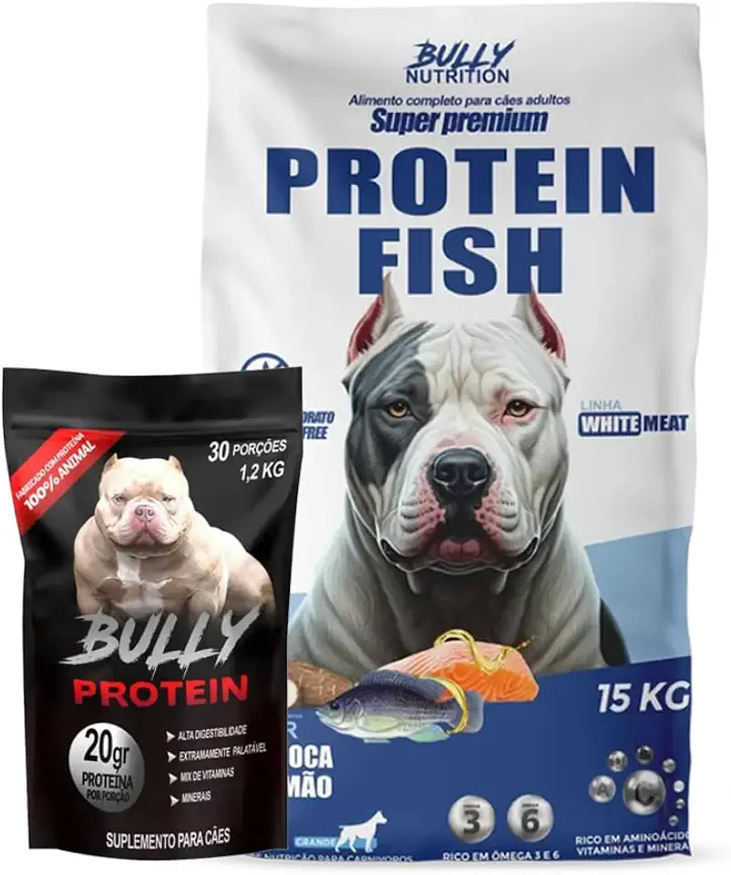 Ração Protein Fish 15kg + Suplemento Bully Protein 1,2kg | Mais Saude e Vitalidade