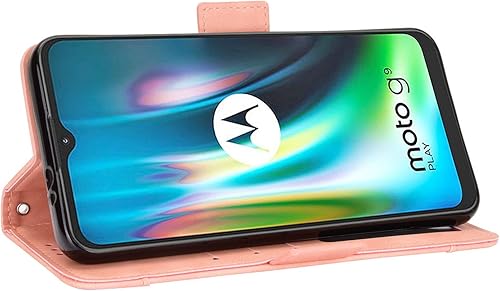 Miniatura 4 de QiongNi Funda para Motorola Moto E7 Plus, Funda para Motorola Moto E7 Plus XT2081-1 XT2081-2 Funda Flip Pu Leather Cover Rosa