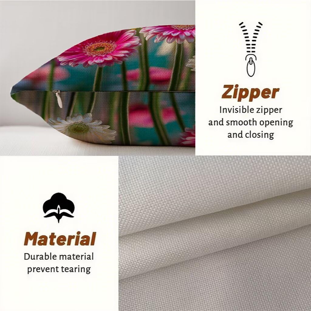 Federa Cuscino 80x80 Margherita Cuscini Divano Arancia Cuscini da Esterno Impermeabili Linoi Set di 2 Decorativi Cushion Covers per Giardino Soggiorno Sofá Balcone Patio, Regalo per Donne 1B-39