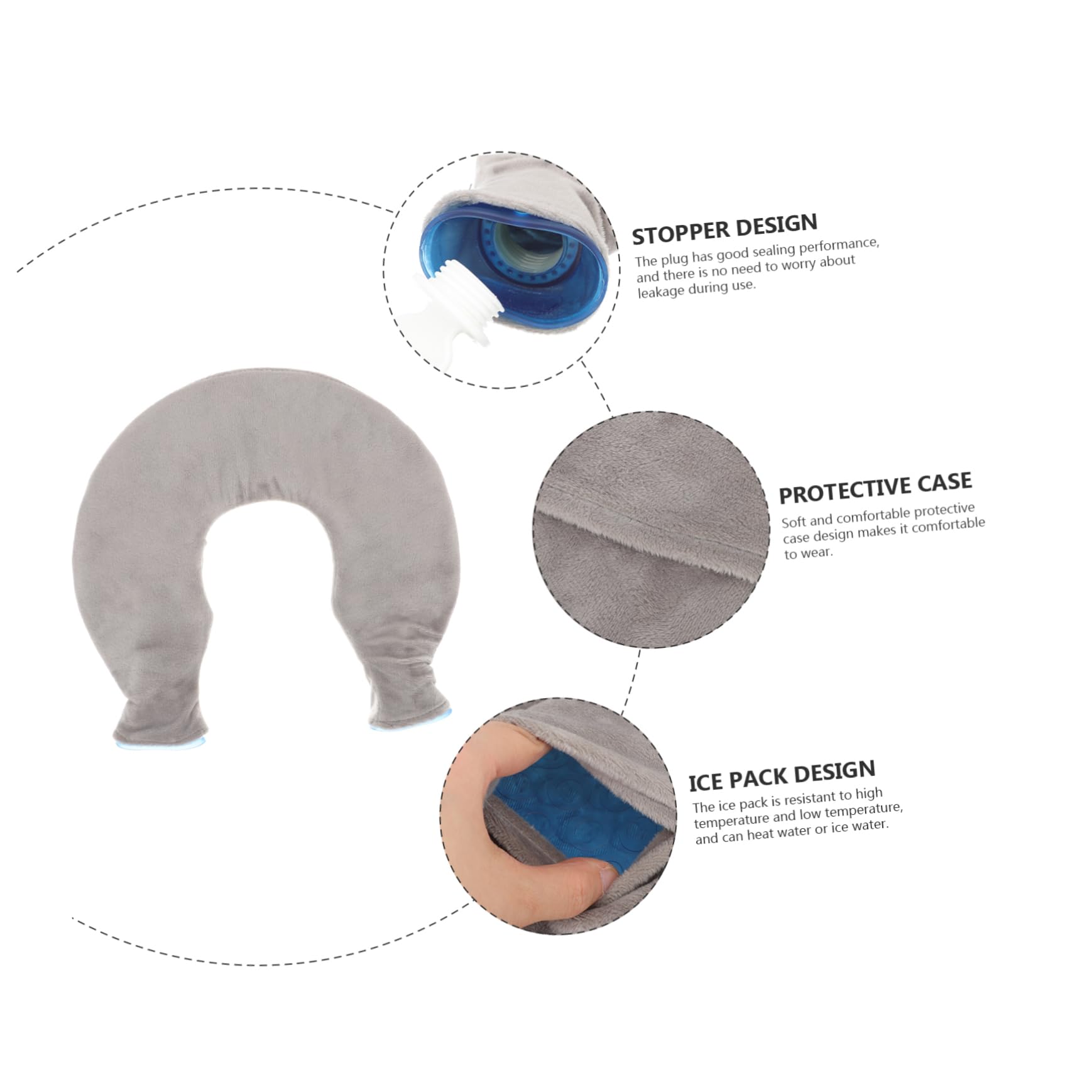 Borsa U per Impacchi Caldo e Freddo in PVC Trasparente per Scalla Collo e Spalle, Facile da Riempire e Riutilizzabile