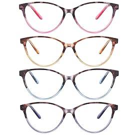 Przene 4 Pack Cat Eye Reading Glasses for Women Blue Light Blocking Readers 3.0