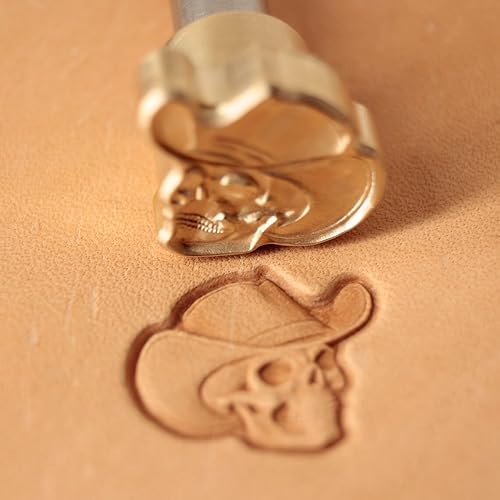 Miniatura 6 de DandS ltd Herramienta de sello de cuero de calavera, herramienta profesional de artesanía de acero para carpintería, relieve, tallado y estampado
