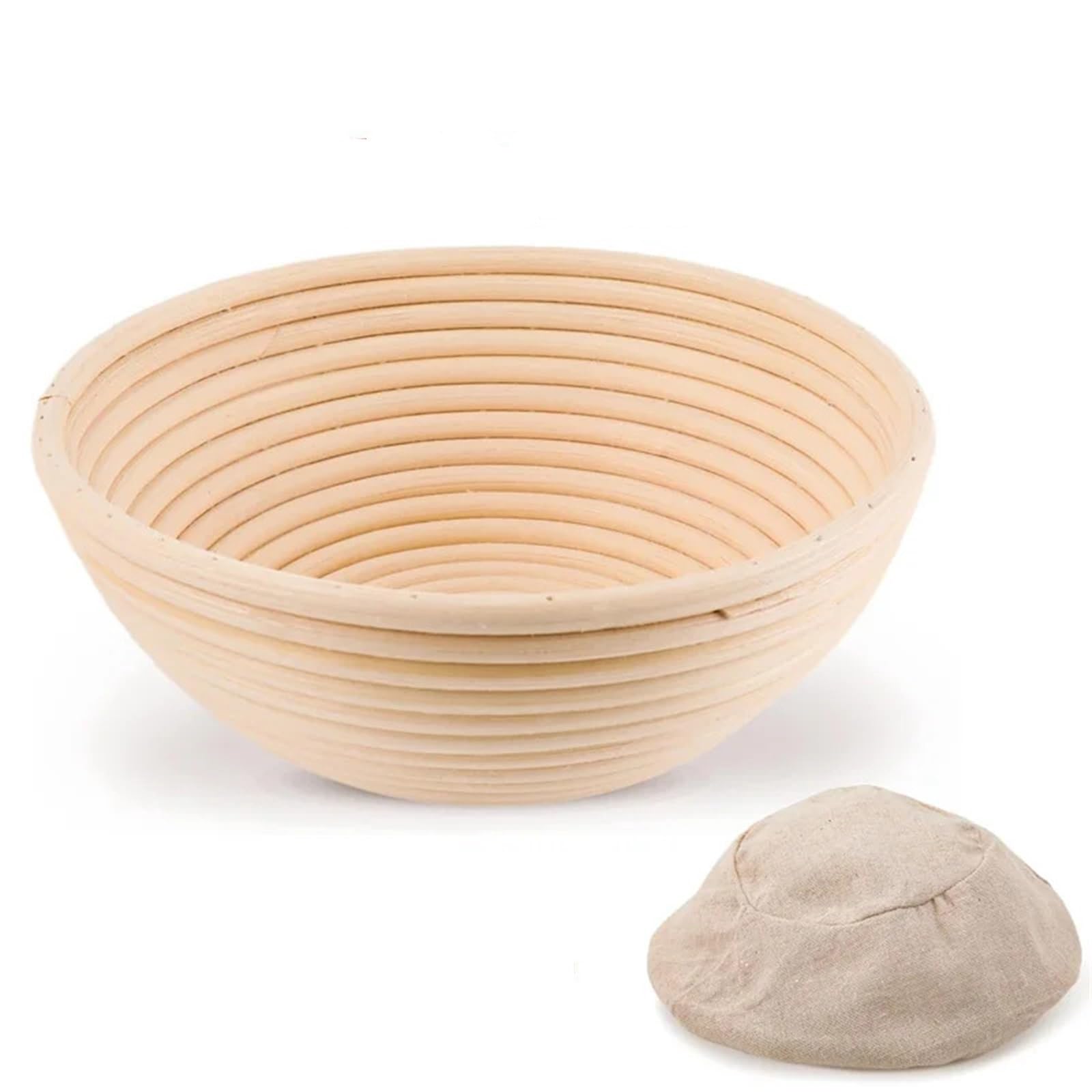 Cesta de mimbre Natural a prueba pan, cuenco hecho a mano for hornear, fermentación masa, cesta fermentada Para Pan(Round 25X8.5cm)