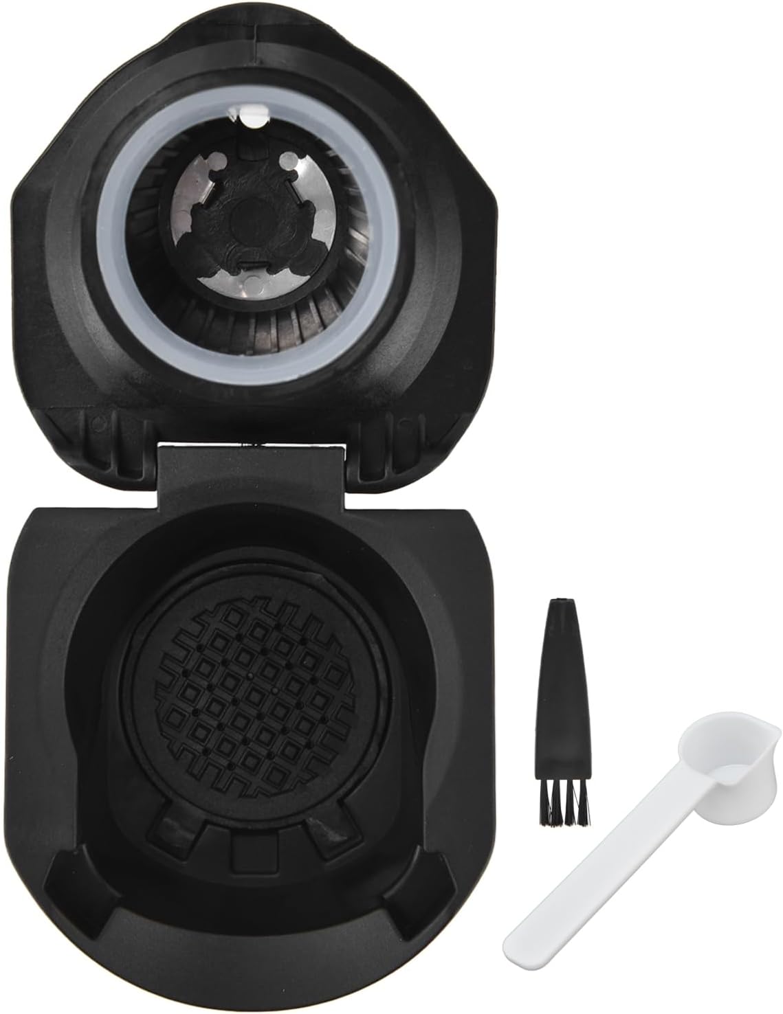 Qqmora Reusable Coffee Pods Adapter Converter Holder For Machine Coffee Capsule Adapter Food Grade PP Material Dishwasher Safe Includes Brush Spoon