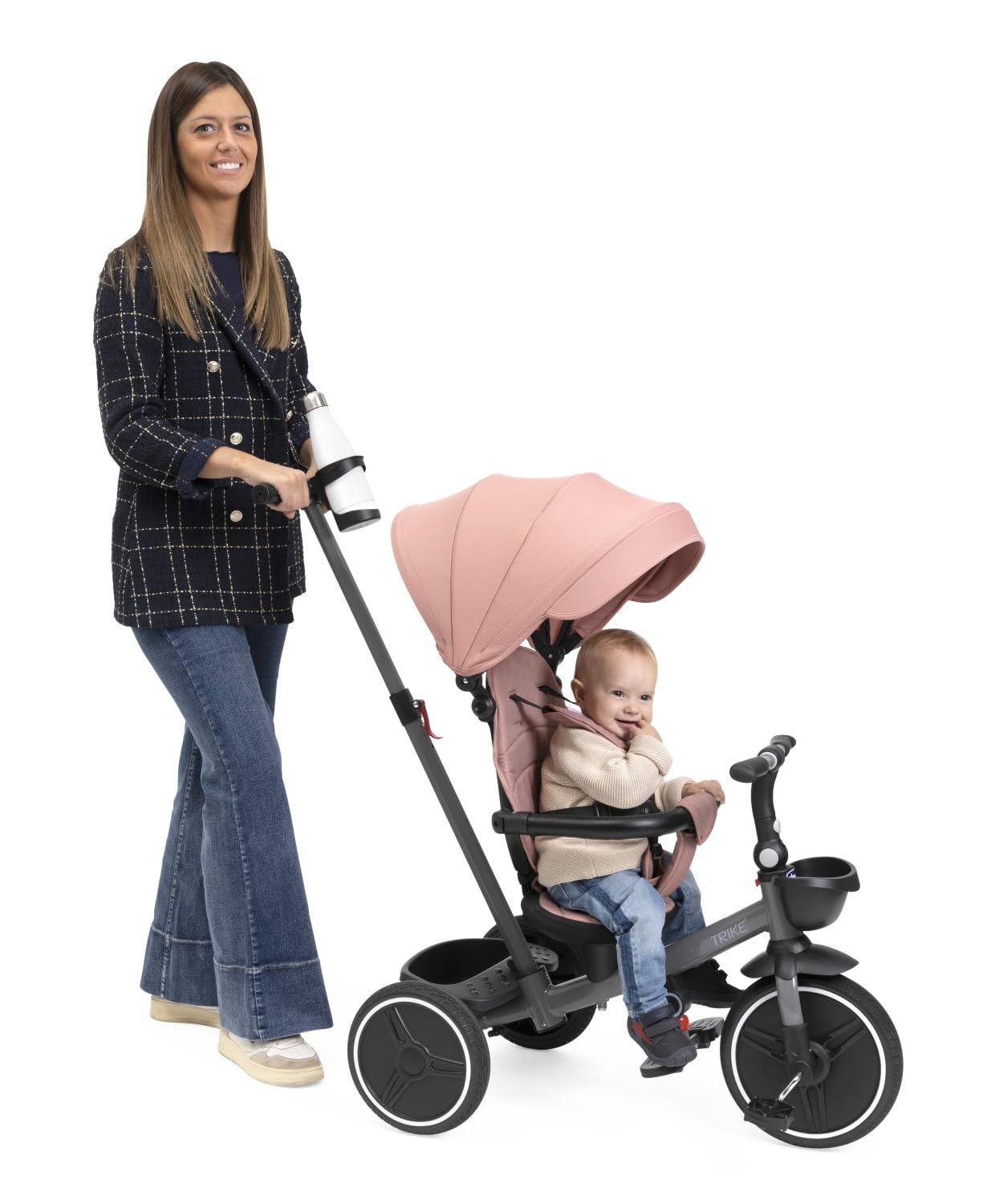 Chicco Triciclo Evolutivo 4 en 1 para Niños de 6 Meses a 5 Años, Asiento Reversible, Manillar Telescópico y Cierre Compacto, Triciclo Plegable con Toldo Parasol y Freno Centralizado