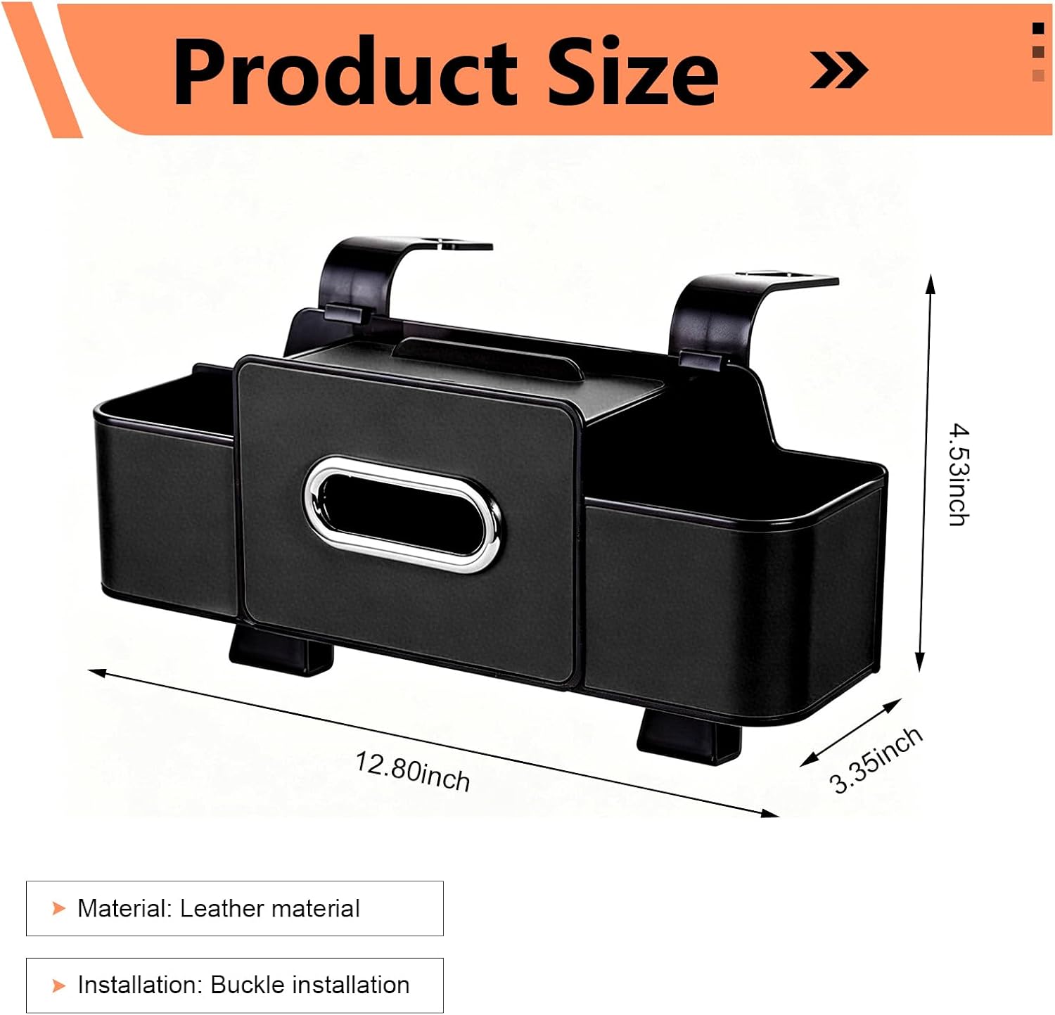 Car Backseat Organizer, 4-in-1 Multifunctional Organizer with Cup Holder, Tissue Box, Phone Stand, Hooks, Universal Car Back Seat Storage Box (Black) image 2