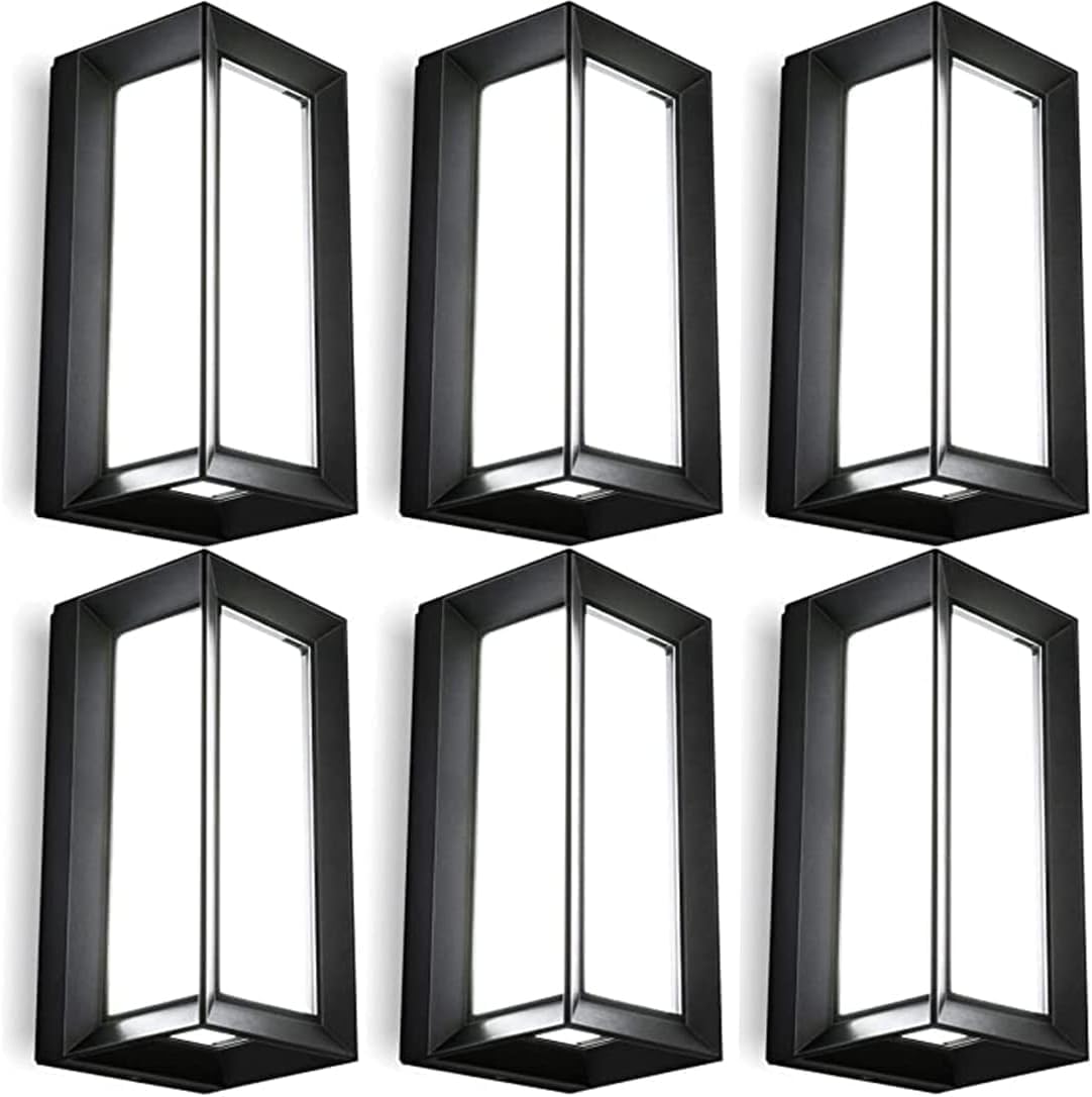 ledmo Outdoor Wall Lights Fixture with LED Beads 6000K 1800LM Waterproof Anti-Rust Christmas Lights Aluminum Acrylic Shade Modern Exterior Lighting for House Front Porch Patio 6 Pack 15W-6Packs-6000K