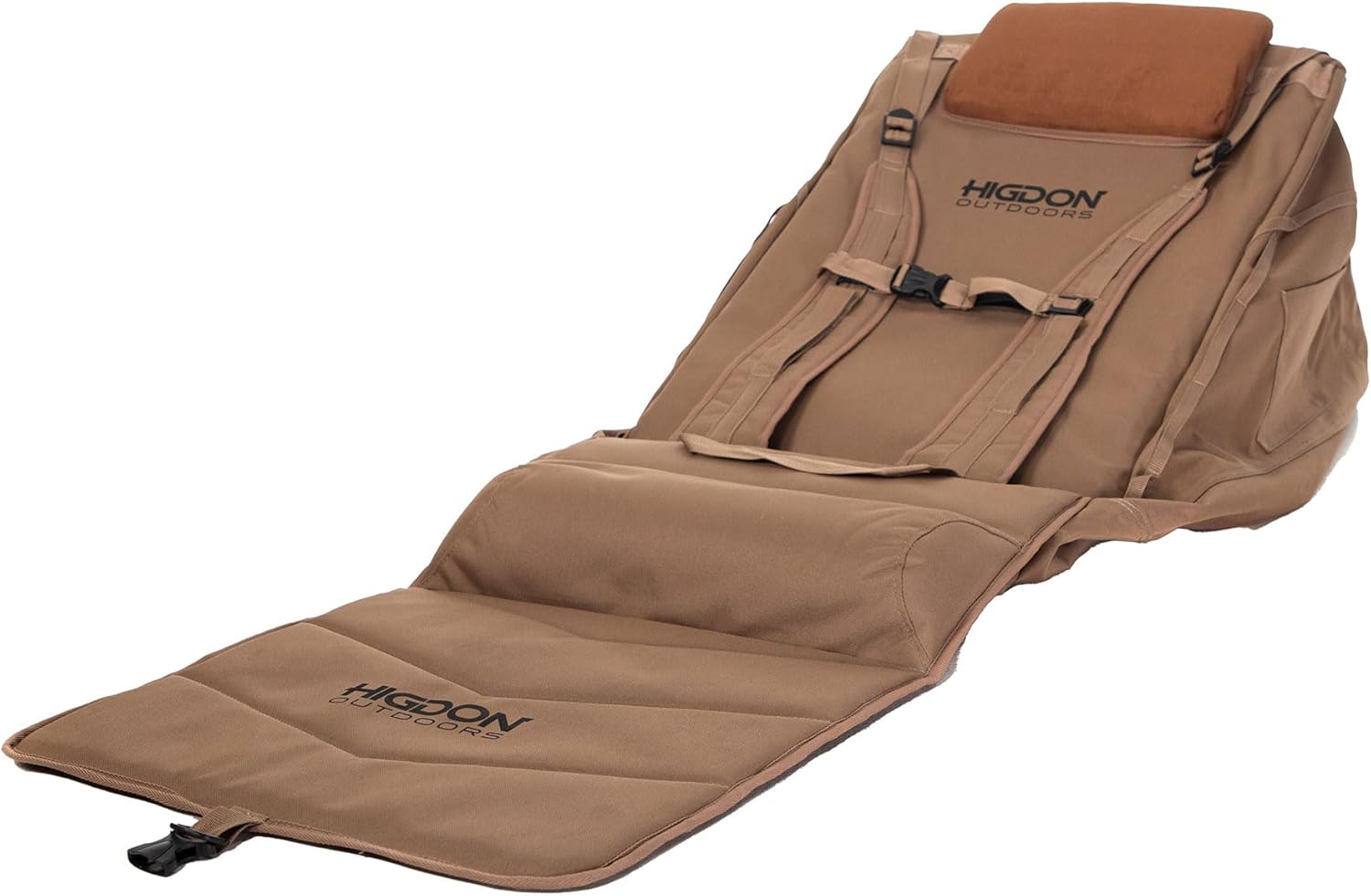 Higdon Outdoors Hot Shot Backrest Blind with Built in Decoy Bag (Dirt) | 2-in-1 Weather Proof Blind System with Pin- Free Deployment and Expandable Bag Compartment for Waterfowl Hunting