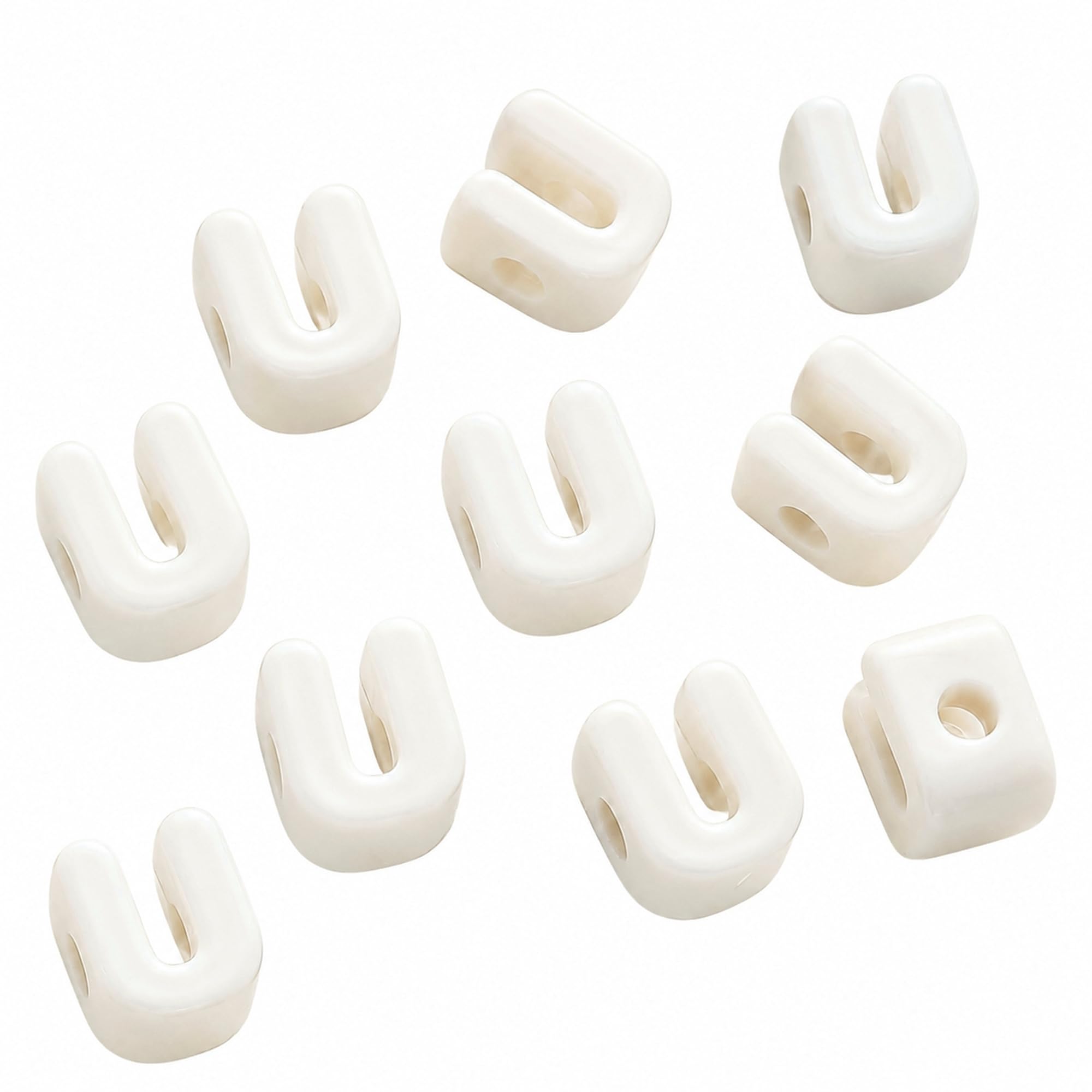 Letter Beads, 10pcs Alphabet Beads, Large Acrylic Letter Beads with 6mm Holes for Bracelet Making, Jewellery, Keyrings and Craft Projects (Cream White, Letter U)